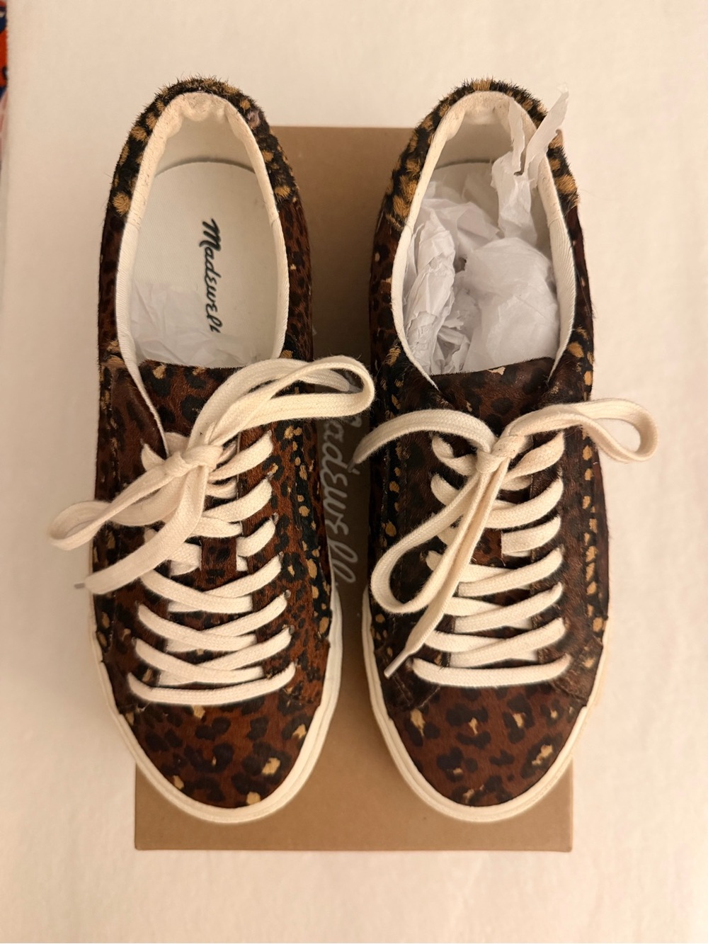 Madewell Leopard-Print Low-Top Sneakers in Brown and Cream
